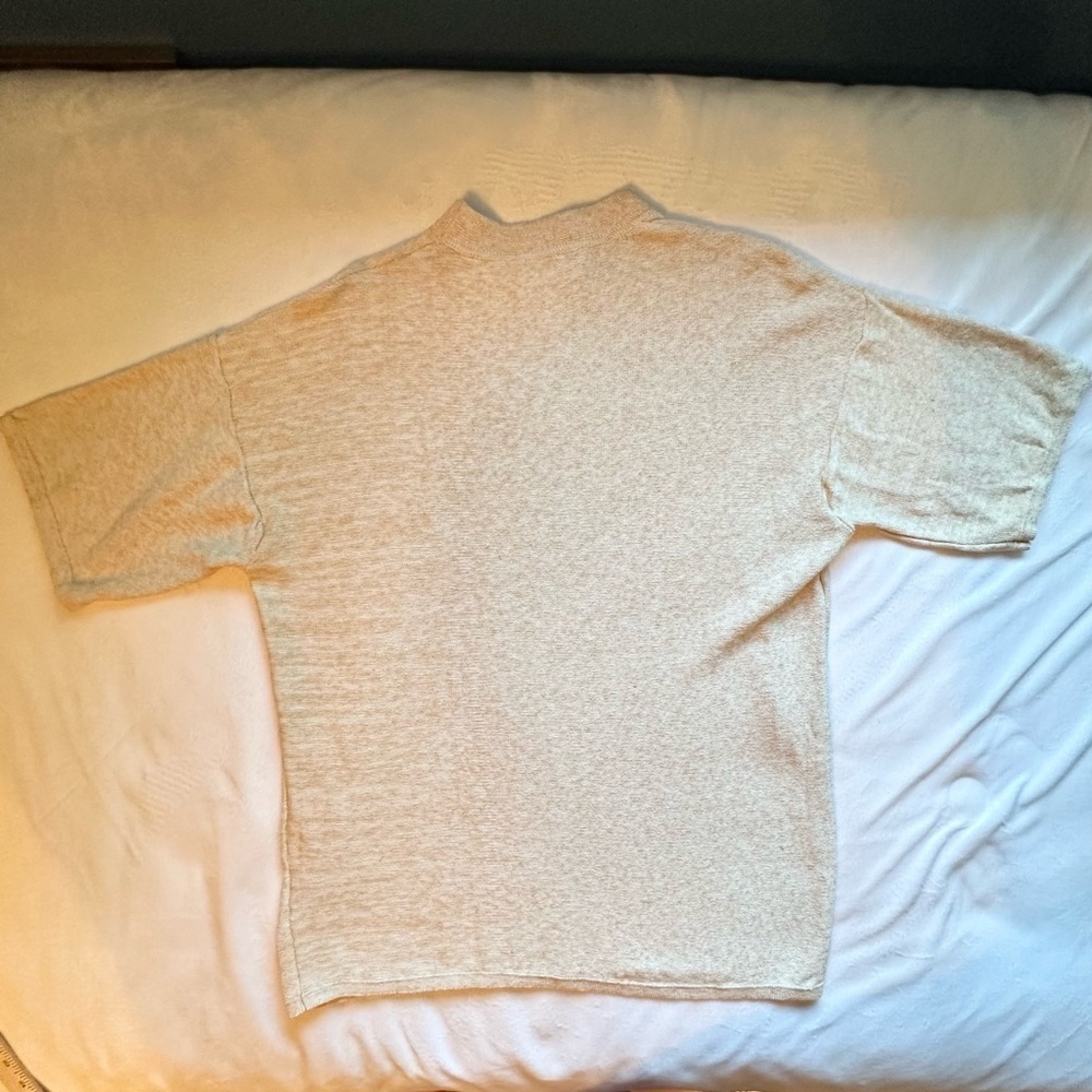Scotch & Soda Recycled Cotton Linen Short Sleeve Knit Tshirt Top L beige oatmeal - Picture 2 of 8